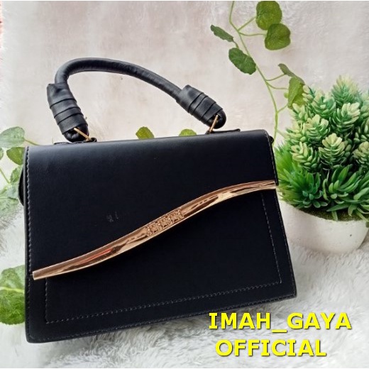 TAS WANITA BAHU MODEL SELEMPANG / TAS TALI PANJANG BAHAN KULIT SINTETIS LOGO DAUN / TAS OOTD / TAS KERJA WANITA / PRODUK IMAH_GAYA OFFICIAL / TAS MURAH / TAS SELEMPANG WANITA BISA ATUR PANJANG TALI / BISA COD