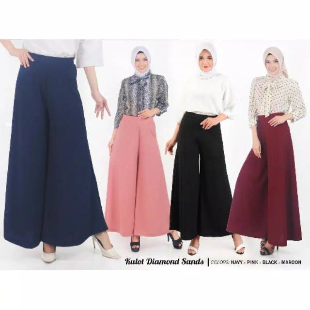 Celana kulot terbaru/kulot bahan tebal Fidelis moscrepe glitter tebal