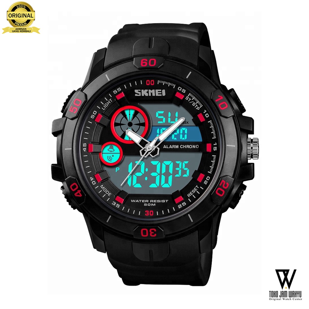 Skmei 1428-G Jam Tangan Pria - Black Red - Resin Strap