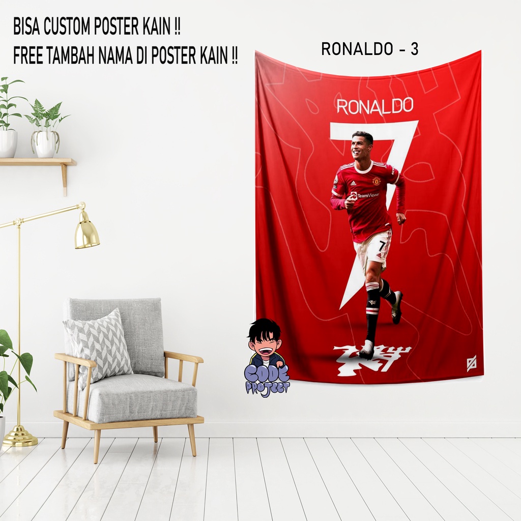 POSTER KAIN CRISTIANO RONALDO - RONALDO - hiasan dinding cristiano ronaldo - hiasan kamar ronaldo - 