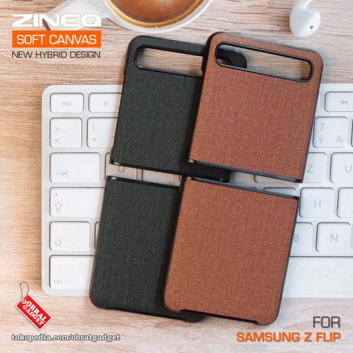 Soft Canvas Case Samsung Galaxy Z Flip 1 Hard Hardcase Softcase Casing - Hitam