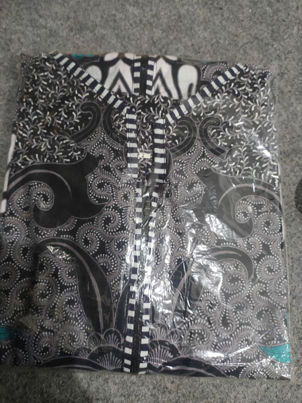 New! Promo Tunik Batik Kombinasi Slipir Lorek Putih Hitam