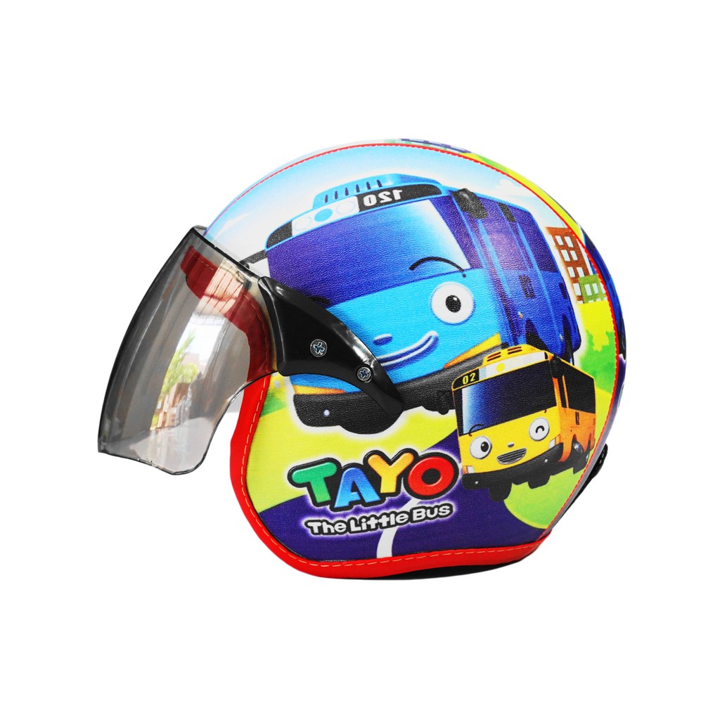 Helm Anak HALF FACE TAYO Murah / Helmet Non SNI / Helm Karakter Kartun Lucu / Helm Anak Cowok Laki Laki 3 4 5 6 7 Tahun