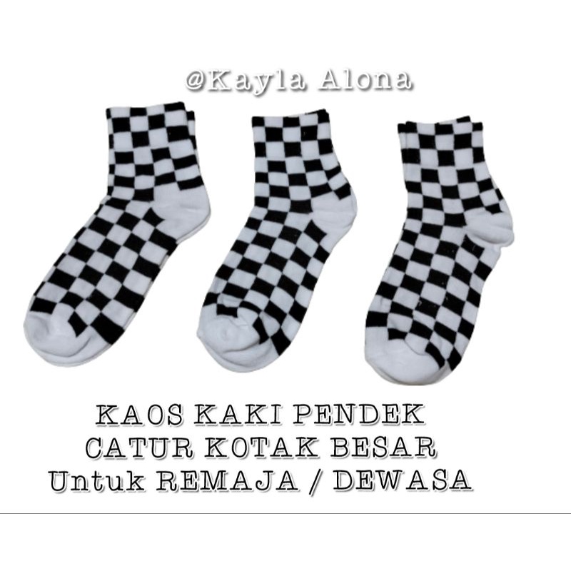 Kaos Kaki Pendek Catur Kotak Besar