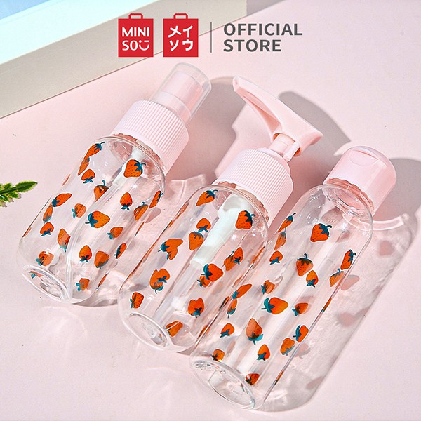 MINISO Portabel Perjalanan Botol Travel Kit 3 Pcs Set Botol Sabun Lotion Cream Wadah Isi Ulang