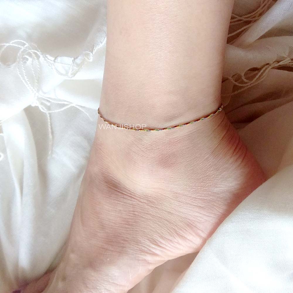 AB Gelang Kaki Polos Super Simple Tipis Cute Tiny Simple Knot