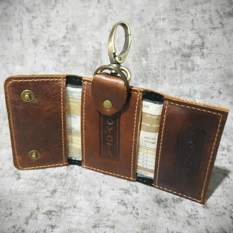 Gantungan Stnk Mobil Kulit Asli Toyota Dompet Tempat Keychain