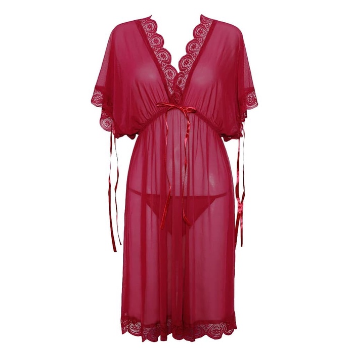 d1976 Baju Haram Lingerie Lingeri Lingery Wanita Jumbo Sexy Hot Size M L XL 2XL 3XL OFL-F352-Maroon