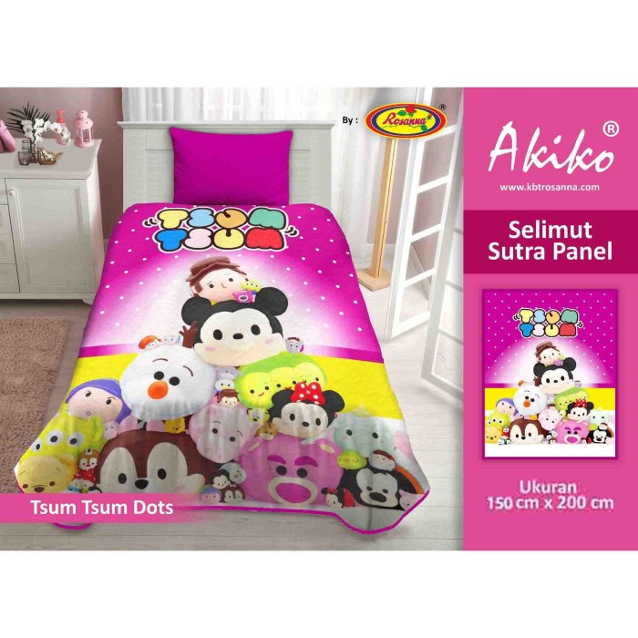 Selimut Dewasa Selimut Akiko Sutra Panel 150x200 Tsum Tsum Dots(Q6Y9) Selimut Karakter Selimut Aesth