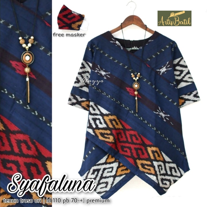 BLOUSE SYAFALUNA BATIK ORI  SONGKET  BLUS MOTIF TENUN BATIK SUPER JUMBO LD 110 XXXL  BLUS BATIK SOLO
