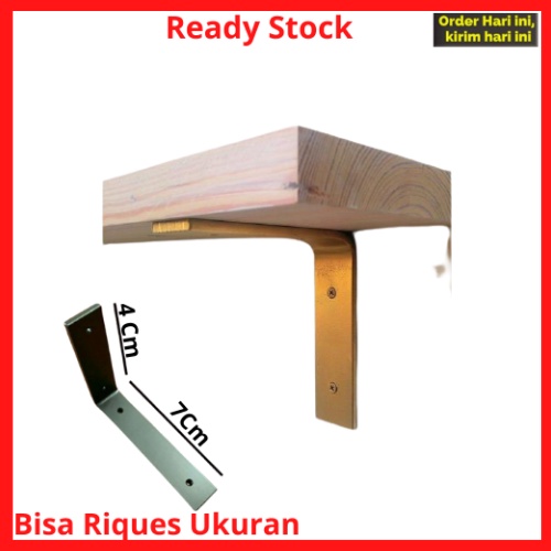Rak Tempel Dinding Siku Besi L / Rak Besi Siku L Penyangga Rak Dinding Kayu Ambalan / Rak Siku Besi 