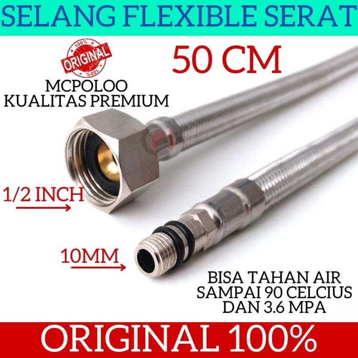 MCPOLOO Selang Flexible Hose Serat 1/2 Inch x 10mm Bahan Premium 50 cm