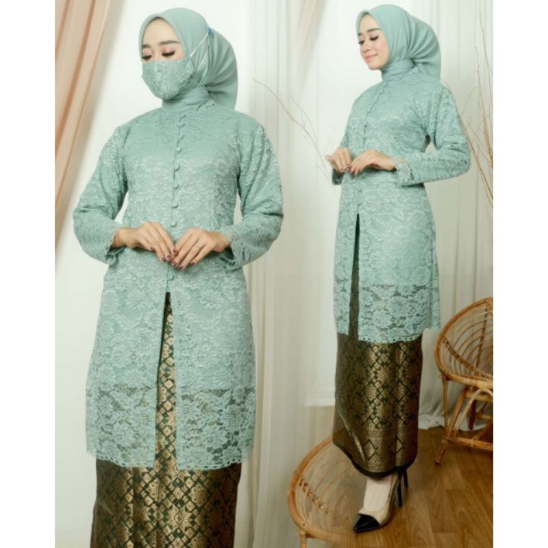 SET KEBAYA TUNIK BROKAT ROK SONGKET~KEBAYA BRUKAT KANCING~KEBAYA MODEREN~KEBAYA WISUDA~KEBAYA PESTA BY BA