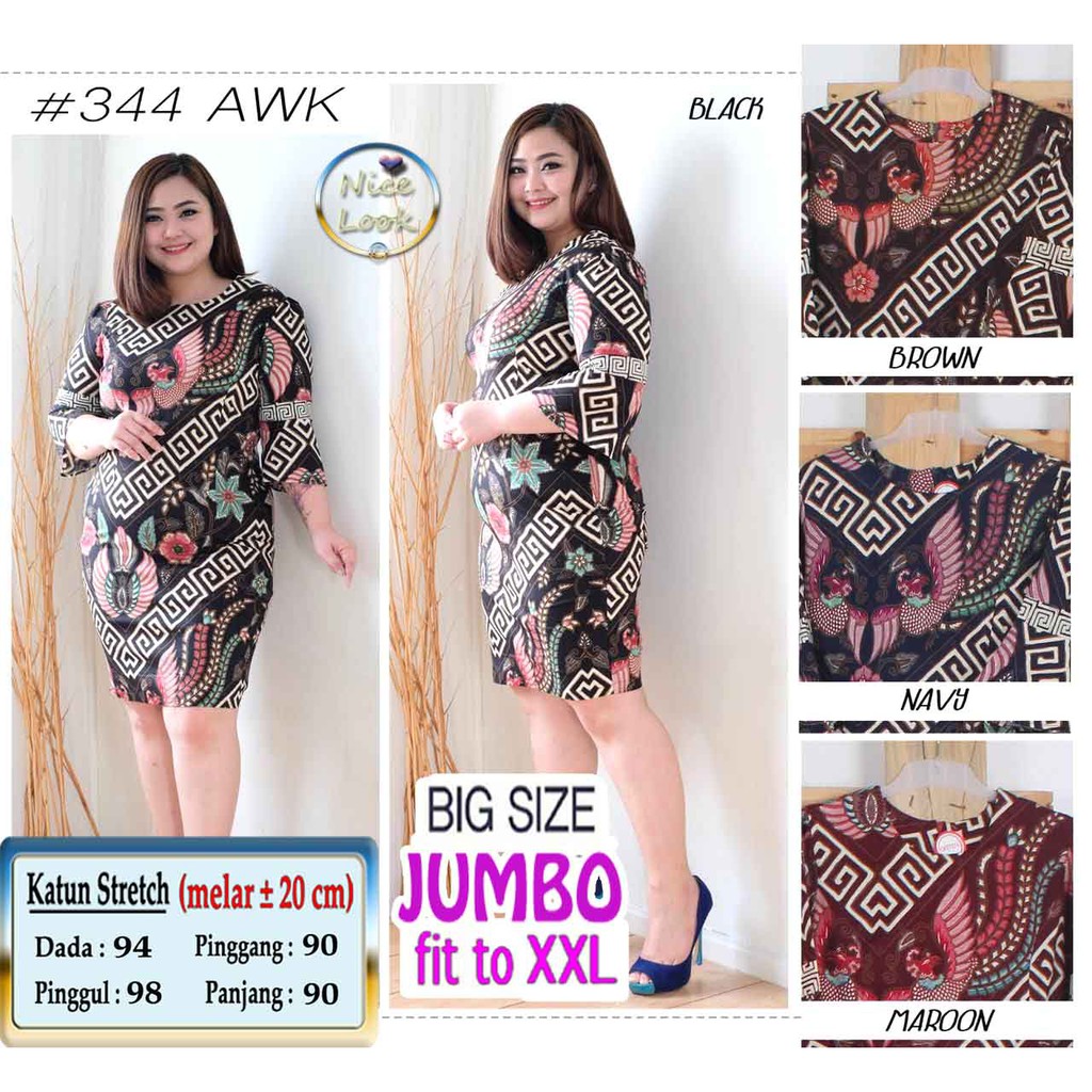 Bigsize Dress Batik Jumbo Dress Batik Big Size Terusan Batik Besar
