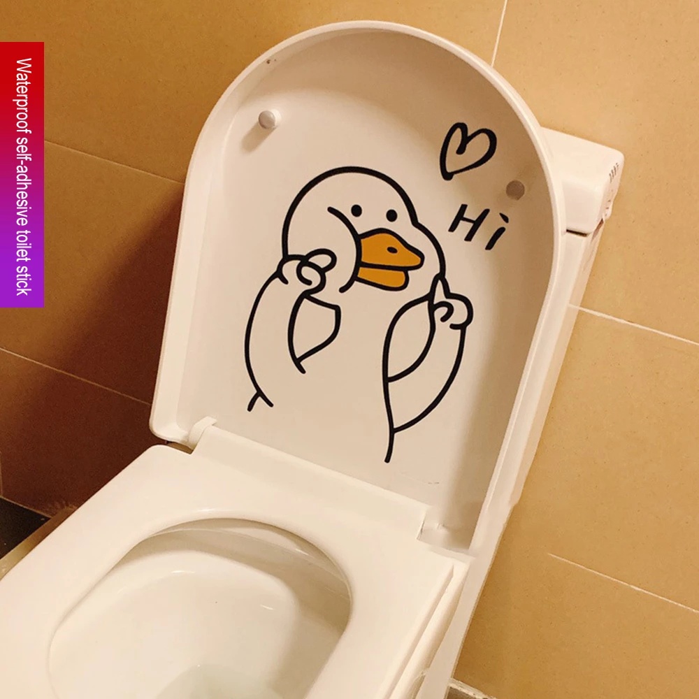 1pc Stiker Dinding Desain Bebek Anti Air Untuk Dekorasi Kamar Mandi / Toilet / Dapur