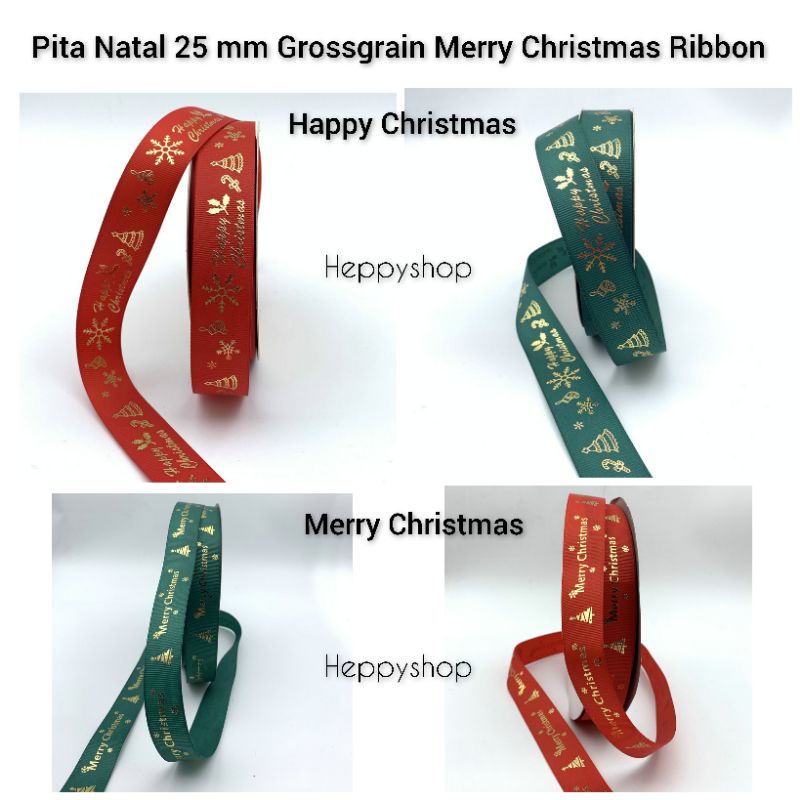 

Pita Natal 25 mm Grossgrain Merry Christmas Ribbon (Per Meter)