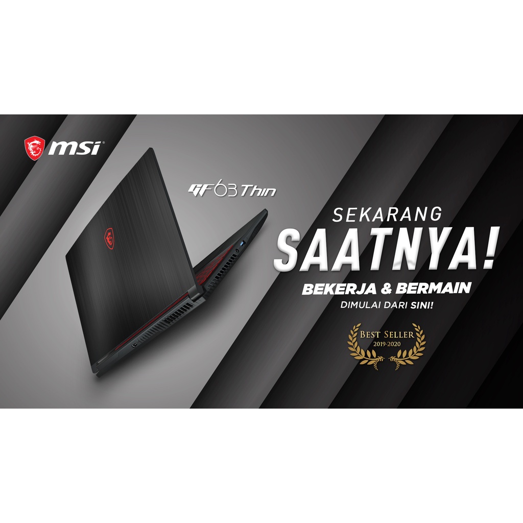 Laptop Gaming MSI GF63 THIN Core i7 11800H 32GB 1TB RTX3050 4GB 15.6&quot; FHD IPS 144Hz Windows 11 Home Terbaru