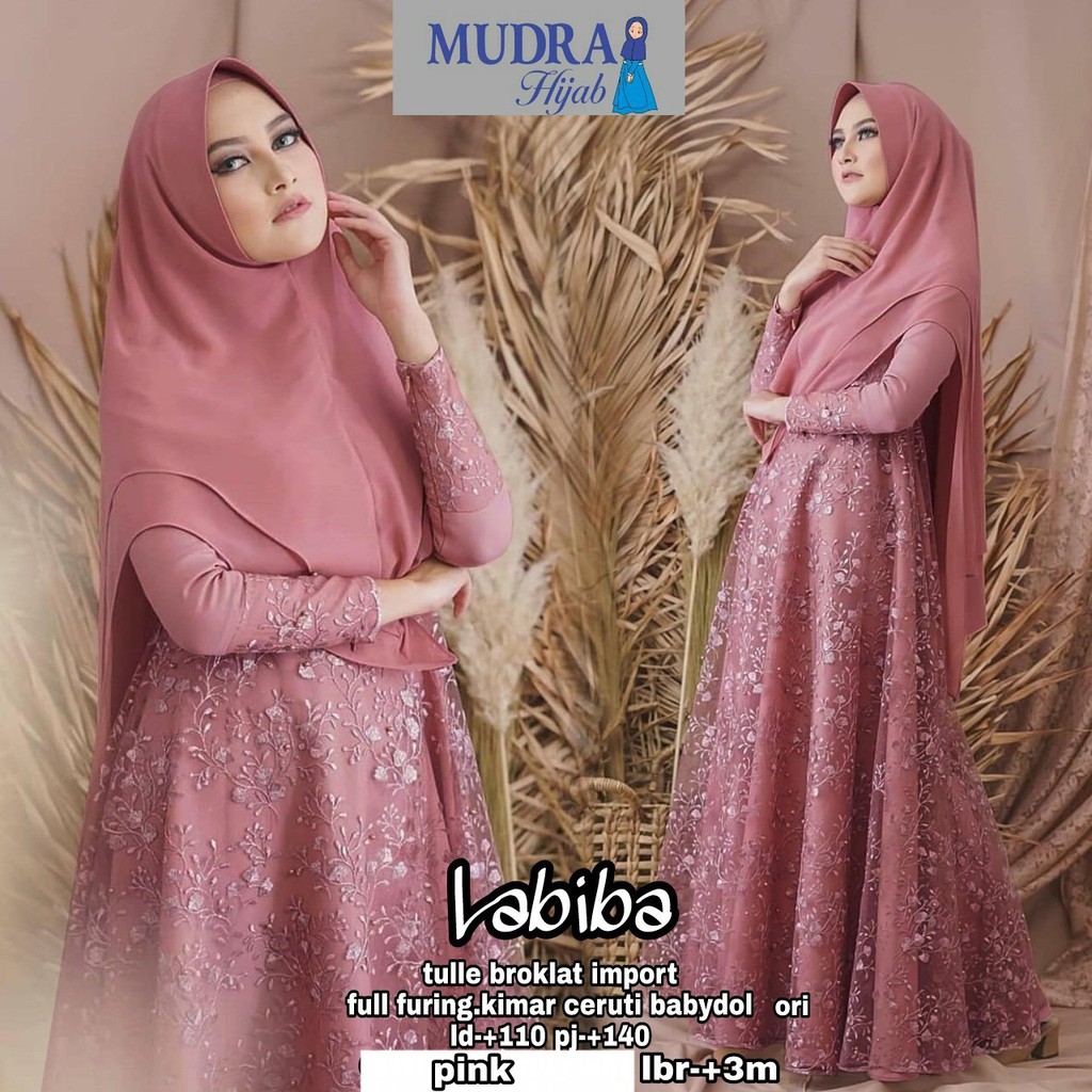 LABIBA GAMIS SYARI BROKAT TILE MAXI DRESS ORIGINAL MUDRA