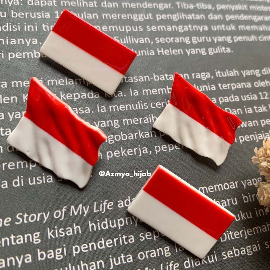 CLAY BENDERA MERAH PUTIH - PIN / BROS BENDERA MERAH PUTIH (CLAY) PENITI BENDERA - PIN BENDERA SERAGAM JAS
