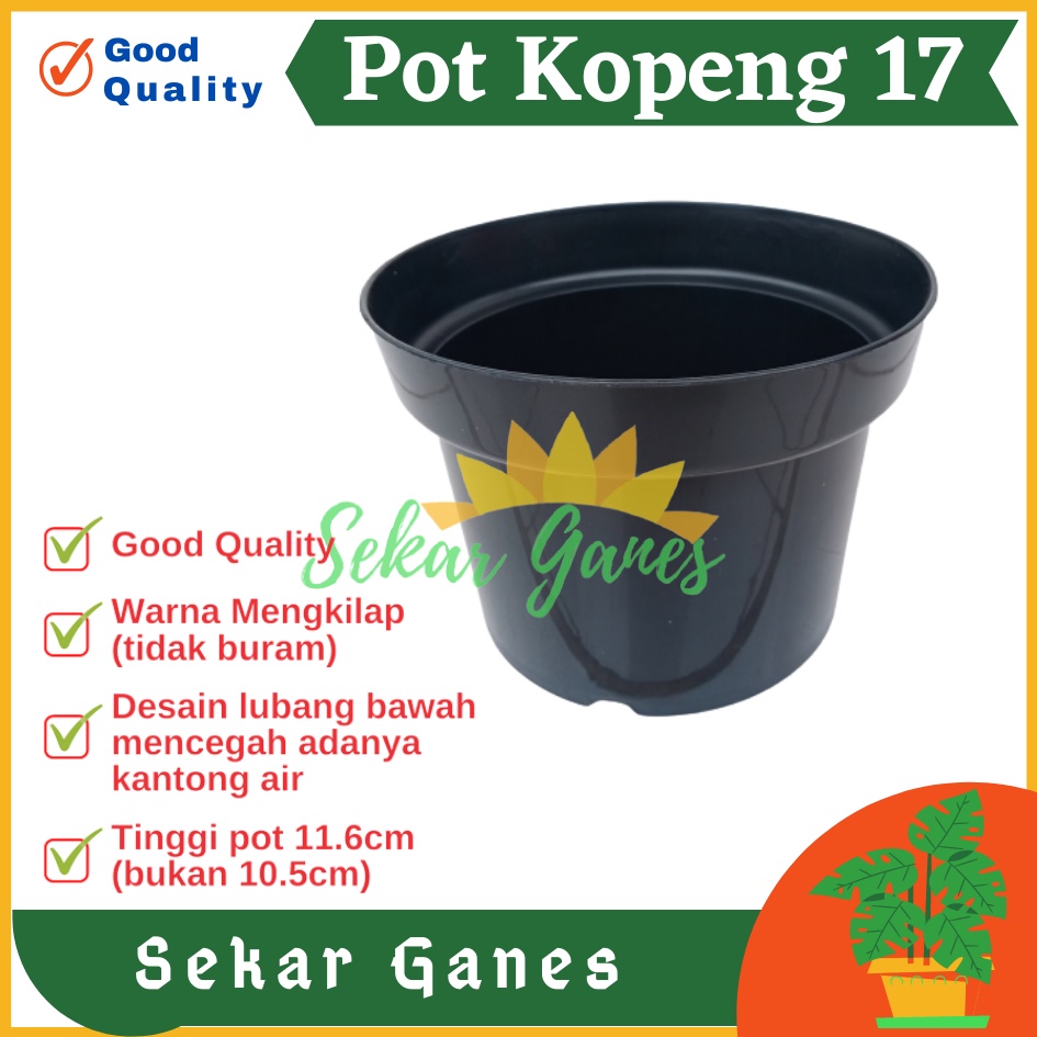 POT KP KOPENG 17 HITAM DIAMETER 16 CM - POT BUNGA MIRIP TANI 17 HITAM - UK MIRIP TAWON 15 MURAH