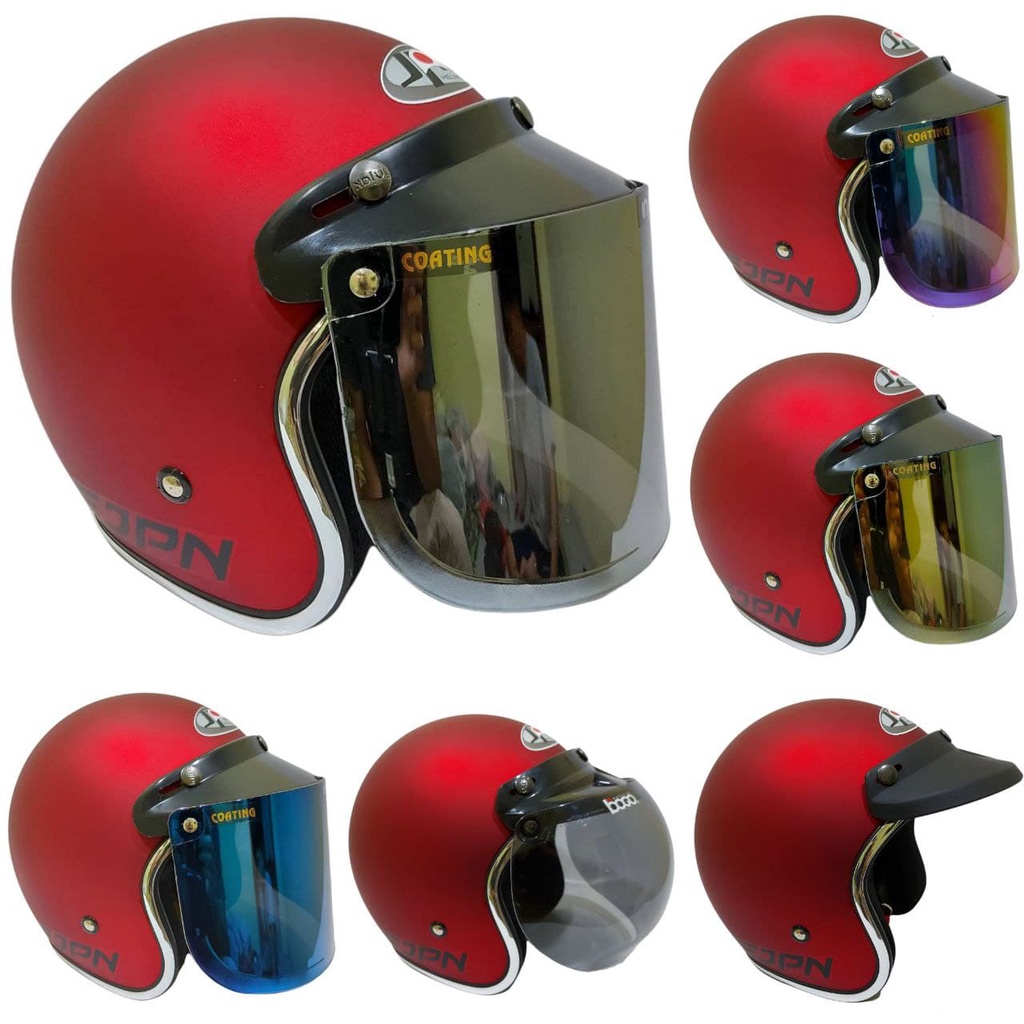 Helm jpn retro arc Maroon Dof List Crome