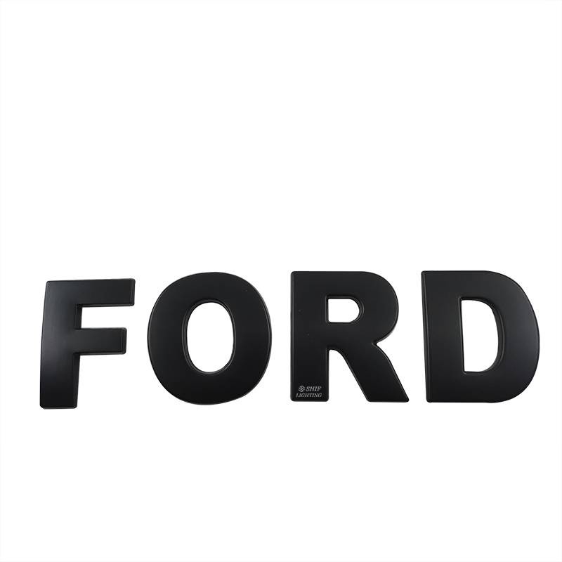 FORD Hood Emblem DIY Letter 45mm Chrome/Black Car Decals Stickers