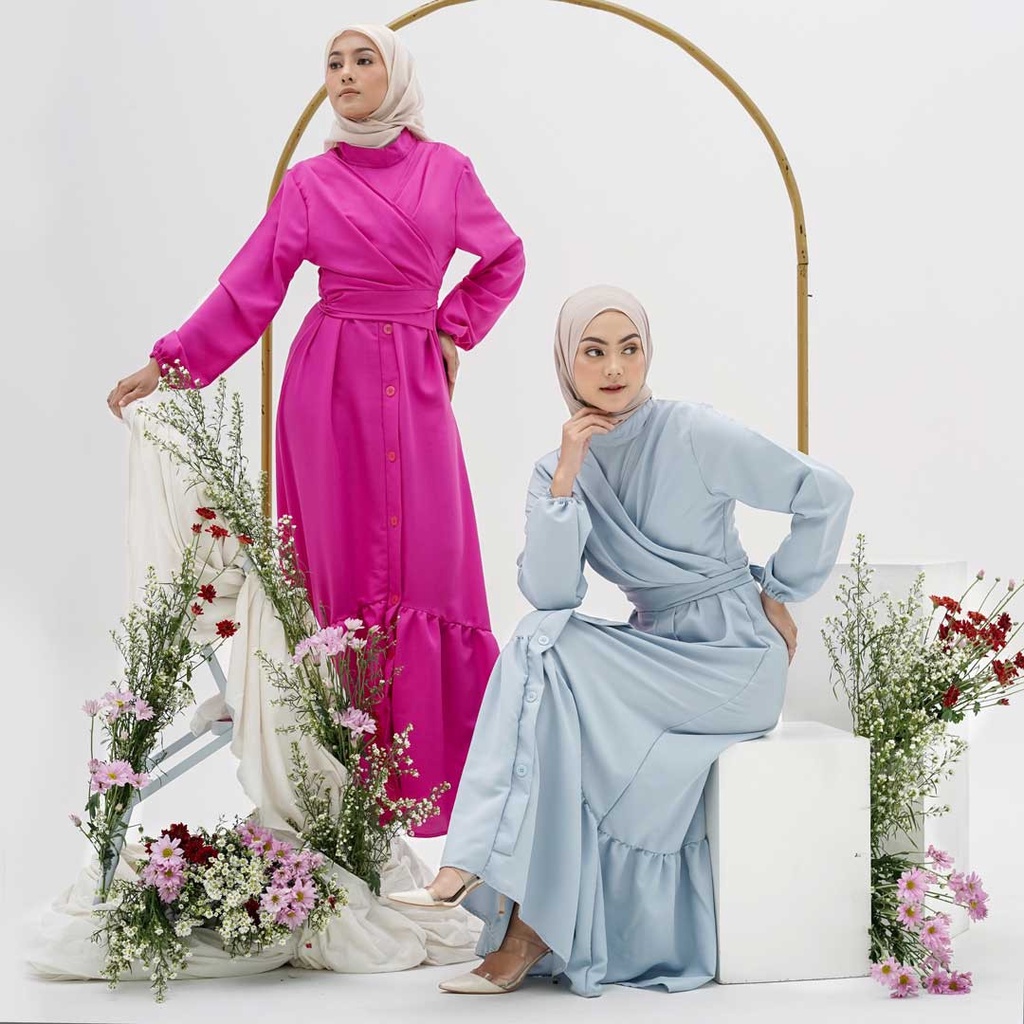 Gamis Rasty / Gamis Polos Wollycrepe Premium / Gamis Ruffle Bawah / Dress Muslim Polos Panjang / Gam