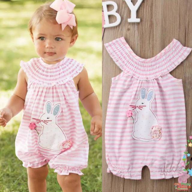 Romper kelinci rabbit jumpsuit baju bayi bunny bordir import