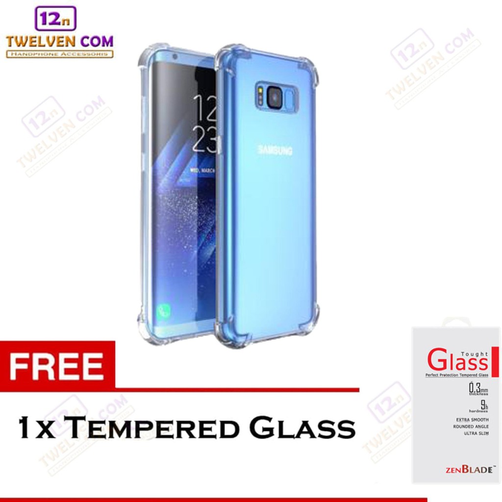 Anti Shock Anti Crack Softcase Casing for Samsung S8+ Plus - Free Tempered Glass Full Premium