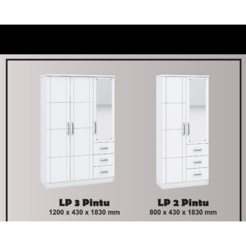 LEMARI PAKAIAN FUL PUTIH GLOSSY SUCITRA 2 PINTU