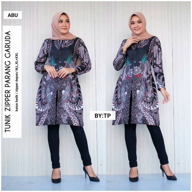 Tunik Zipper Parang Garuda Batik Modern