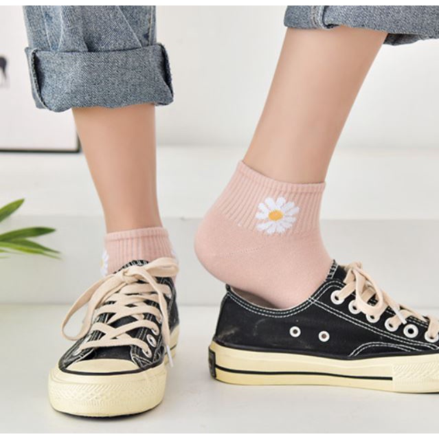 BV.ID KK605 KAOS KAKI MOTIF BUNGA DAISY CUTE KAUS KAKI GIRL KOREA PANJANG SEMATA KAKI IMPORT COD