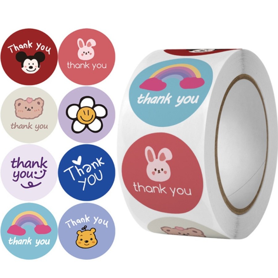 

500 Pcs Sticker Thank You Animal Cartoon (8 Styles /Design)