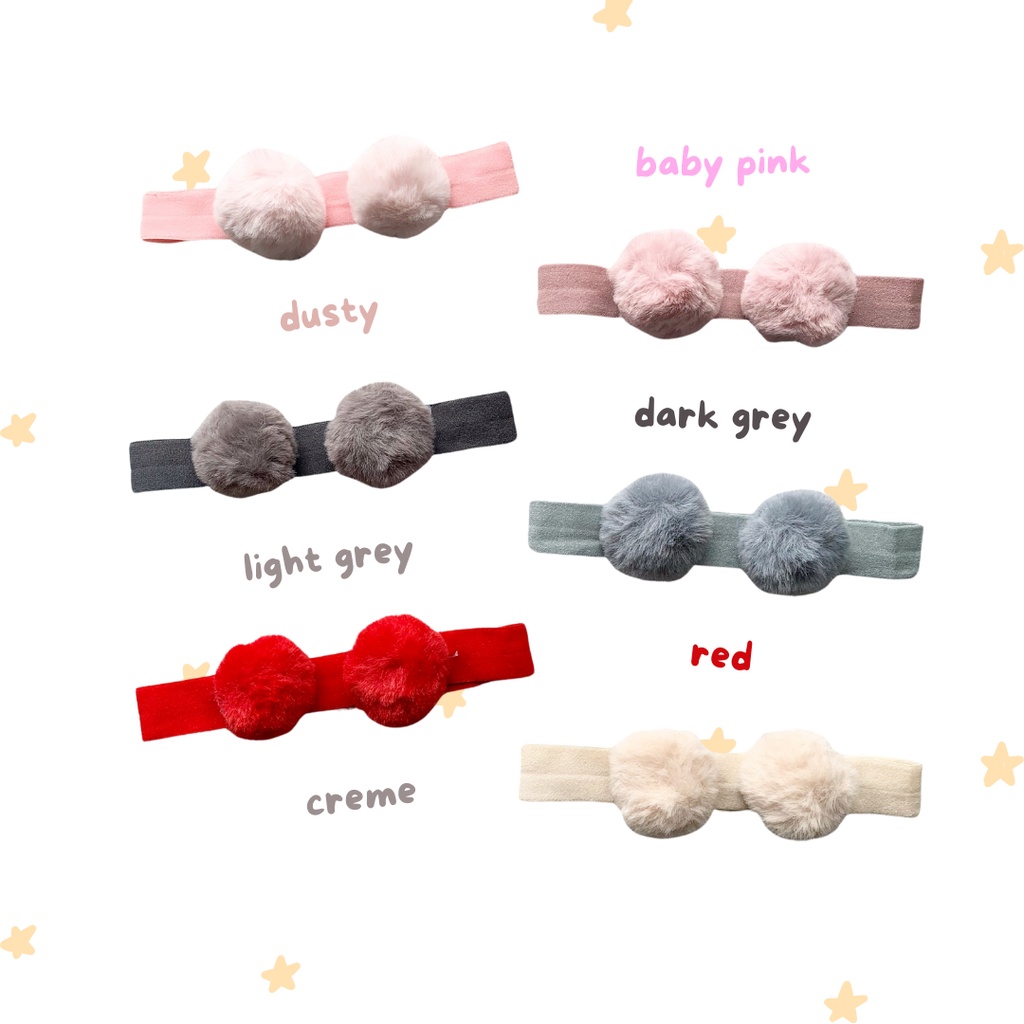 bandana bayi korea headband pom pom nylon import balita perempuan 1- 5 tahun