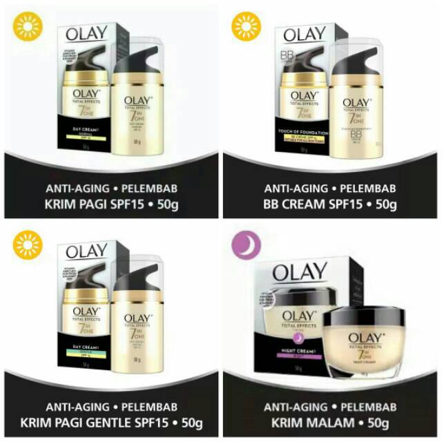 ♥CHIZ♥ OLAY Anti Aging Total Effects 7 in 1 Day Cream 50gr / Night Cream 50gr - Krim Siang / Malam