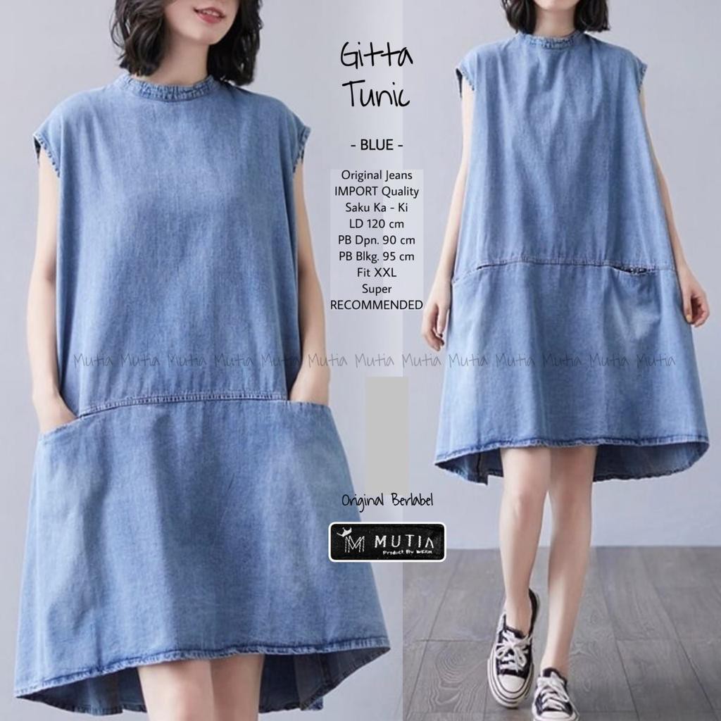 [Bisa Bayar Ditempat / COD] Gitta Tunik Original By Mutia Tunik Jeans Tunik Bordir Premium Tunik Jum
