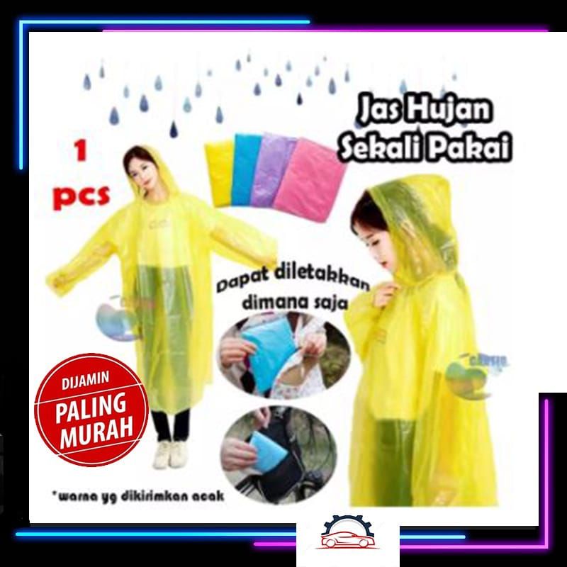 Jas hujan plastik sekali pakai transparan Tipis