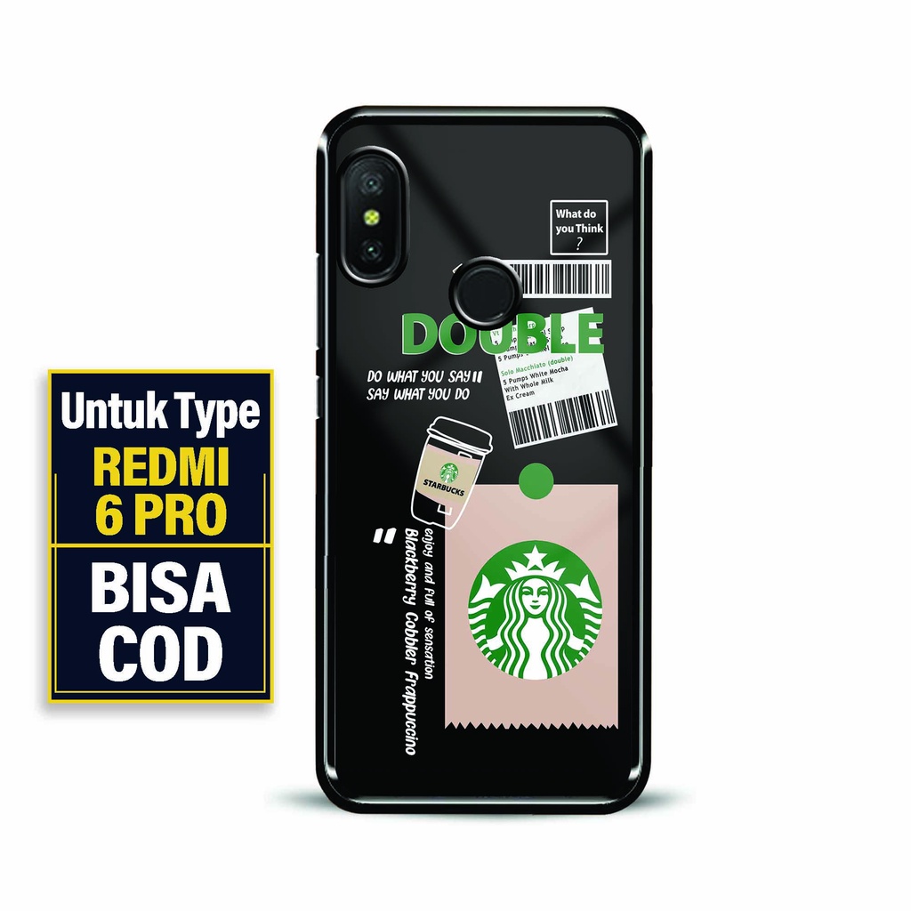 Case Glossy Premium Redmi 6 Pro - 2D Glossy Redmi 6 Pro - Fashion Motif [ Starbuck Doubl ] Redmi 6 P