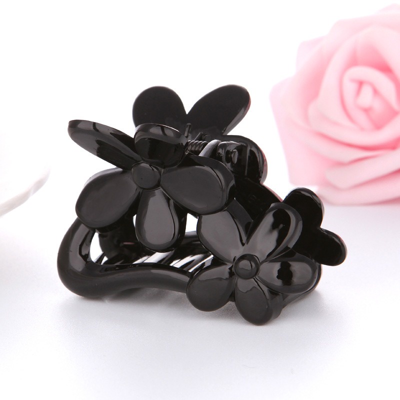 Jedai Doff Black Model Bunga 8cm Jepit Rambut Salon Matte Glossy warna Hitam ukuran Besar Hair Claw Clips