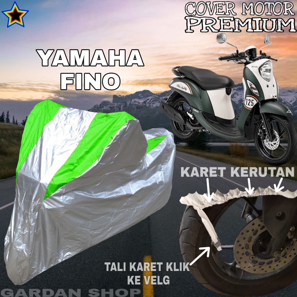 Sarung Motor YAMAHA FINO Silver HIJAU Body Cover Penutup Pelindung Motor Fino PREMIUM