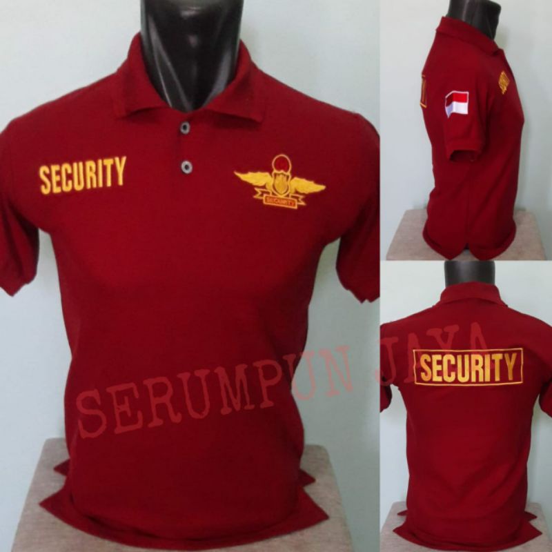 KAOS SECURITY WINGS MARUN - KAOS KERAH SECURITY WINGS MAROON FULL BORDIR