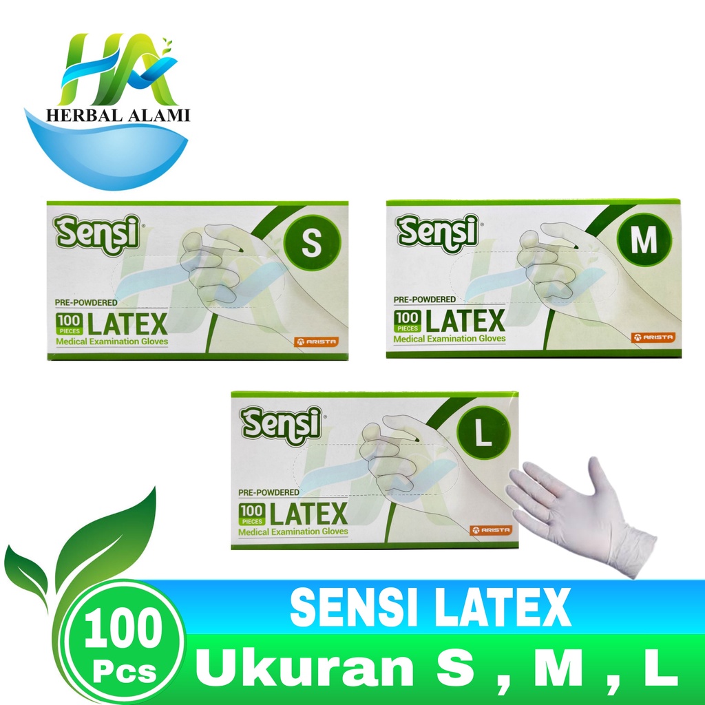 Sensi Latex Examination Gloves Isi 100 - Sarung Tangan Pree Powdered