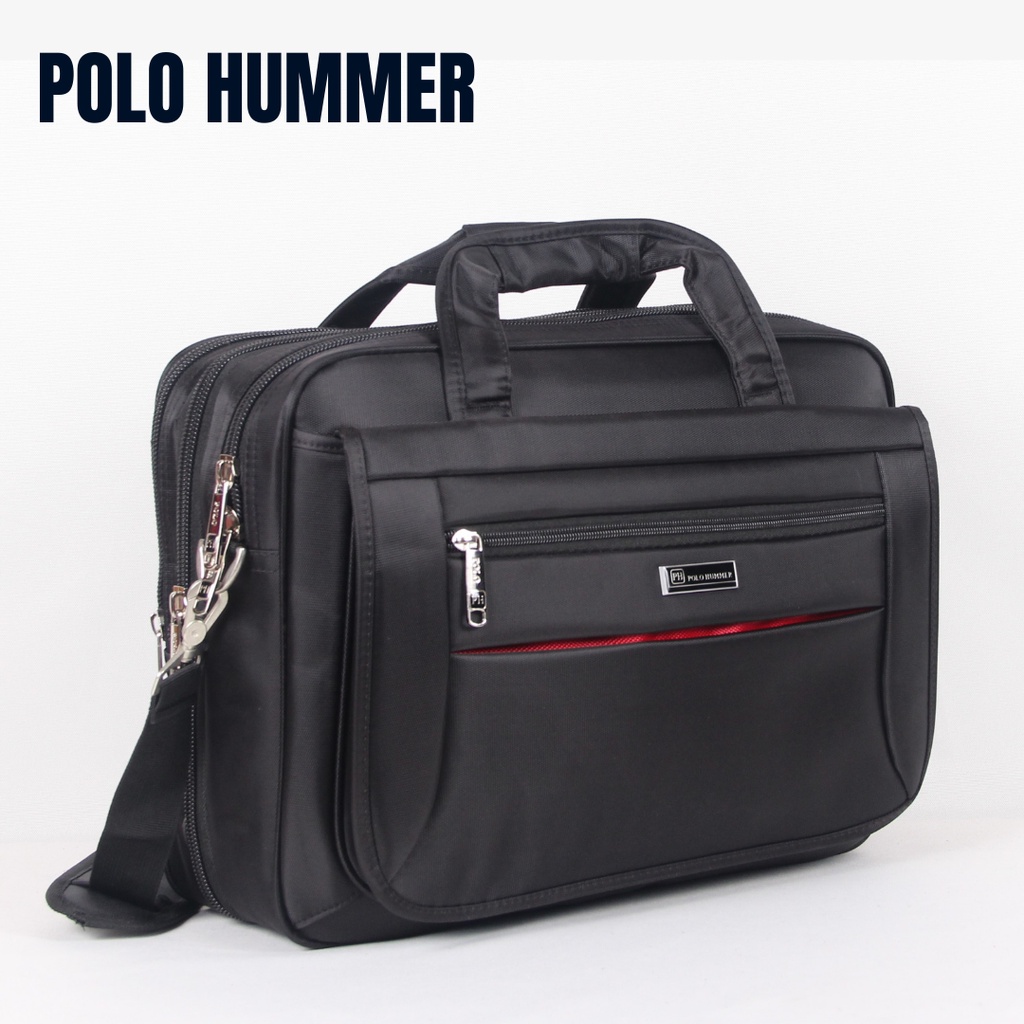 Tas Kerja Kantor Laptop - Briefcase Pria Polo HUMMER - Hitam