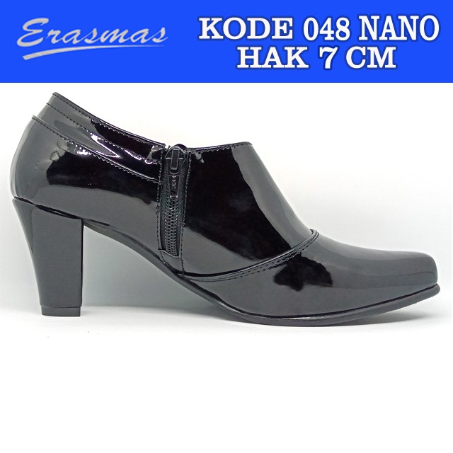 Sepatu PDL Sus Resleting 048 Erasmas ANKLE BOOT Polwan Kowad DISHUB SATPOL PP  Hak 7 CM Hitam