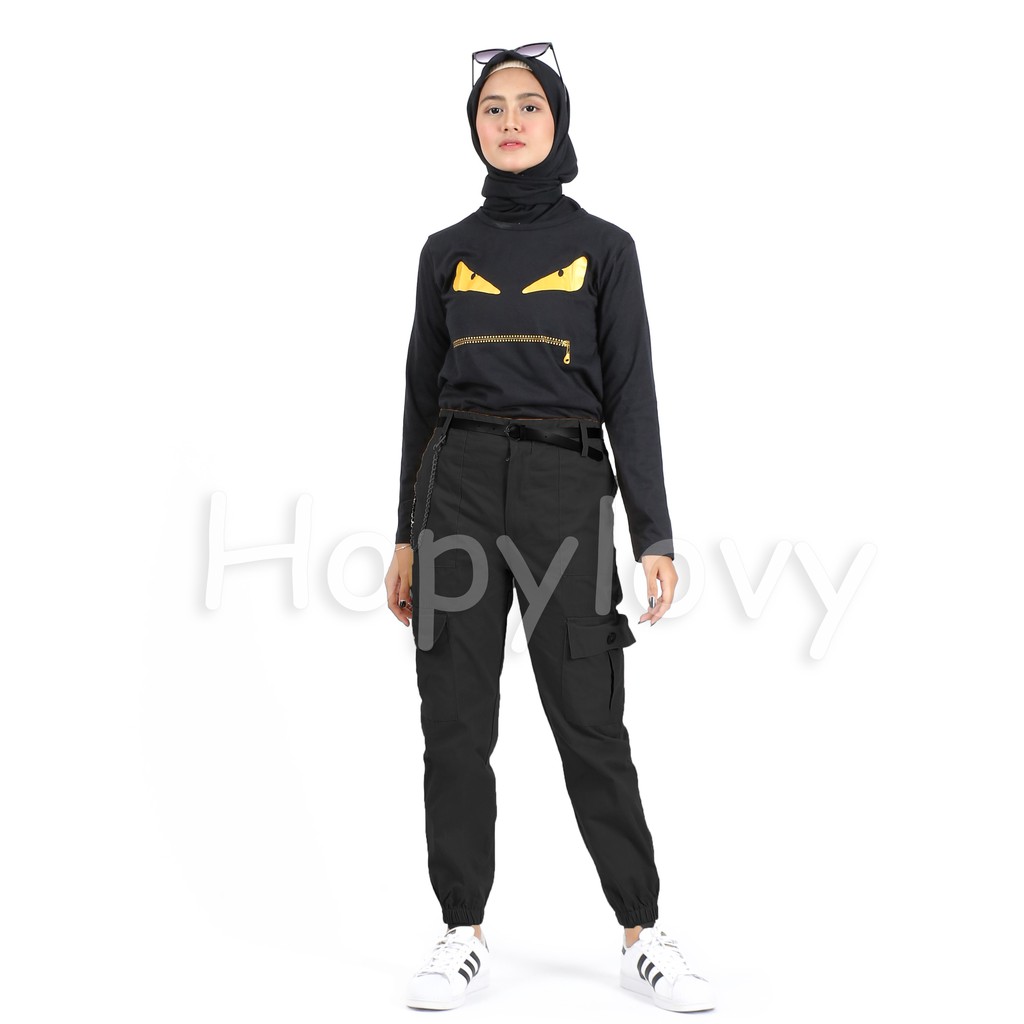 HOPYLOVY Celana Wanita Jogger Cargo | Joger Kargo Atalea