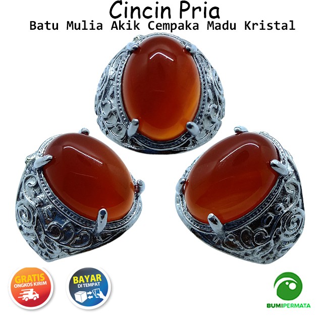 Batu Cincin Pria Akik Cempaka Madu Kristal