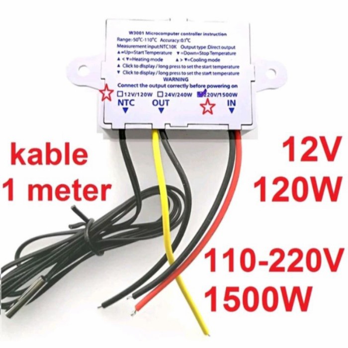 Thermostat Digital AC 220V 1500W XH W3001 Termostat Alat Pengatur Suhu digital untuk mesin tetas telur