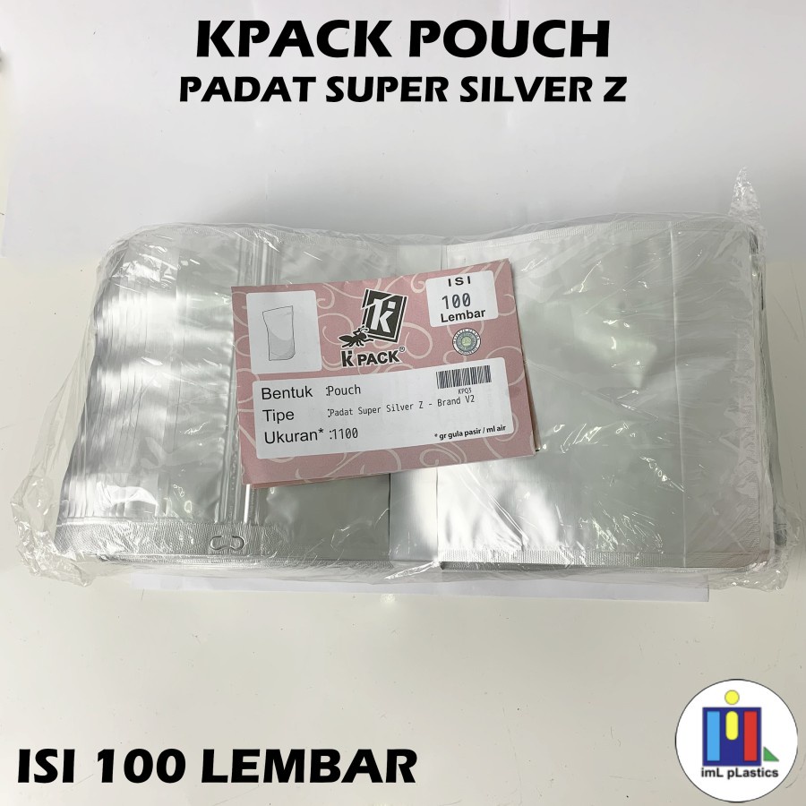 K pack Standing Pouch Silver Super Aluminium Foil 1100gr - per pcs