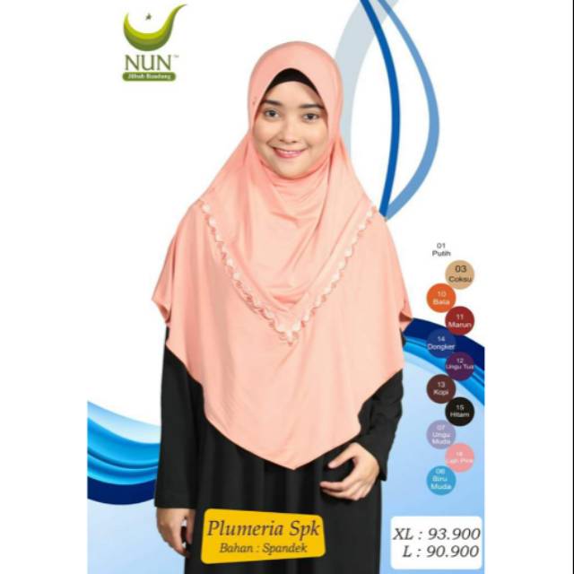Nun Jilbab Bandung Kerudung Bergo Spandek Jersey Dewasa Plumeria