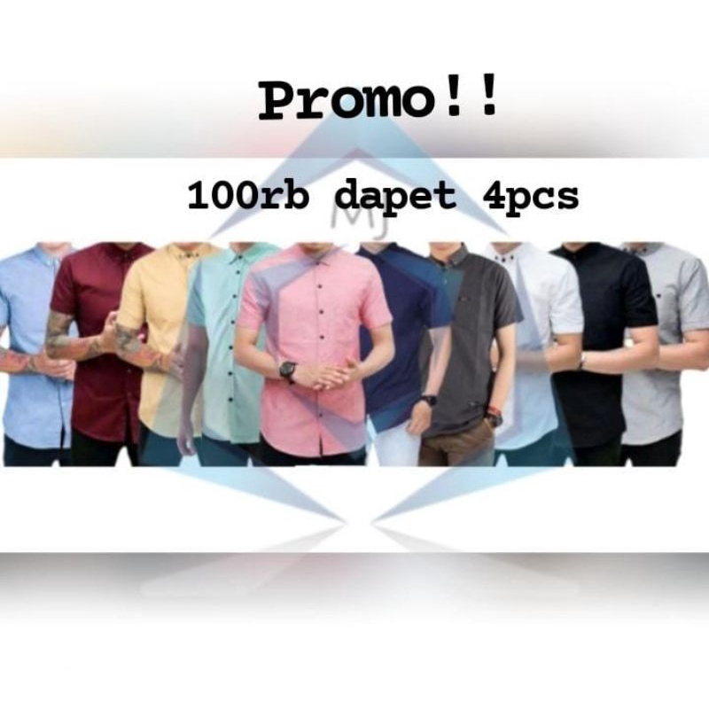 Paket Hemat Kemeja Polos Lengan Pendek Pria Slimfit Casual Formal Terlaris Murah Baju Cowok Kasual Premium Distro Atasan cowo Kerja Kantor Terbaru Kekinian Laki Korean Fashion Original